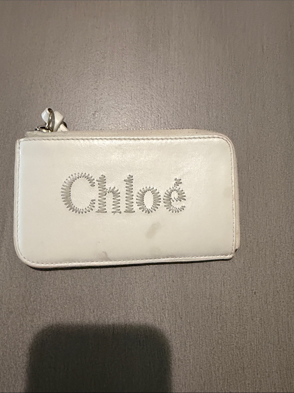 Chloé White Leather Zip Card & Key Holder
